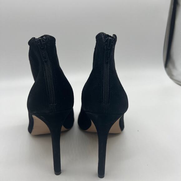 G.I.L.I. Peep Toe Zip Back Suede Booties Size 11 M Fantina Black - Picture 4 of 11